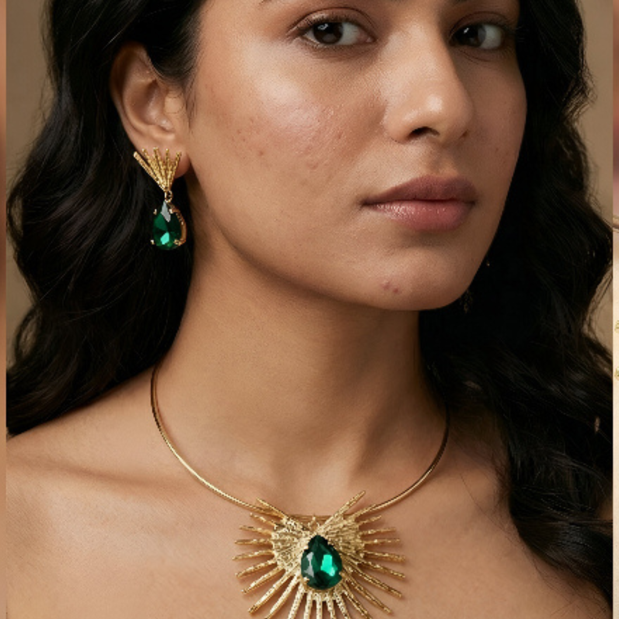 Royal Sunburst Hasli Necklace With Earring
