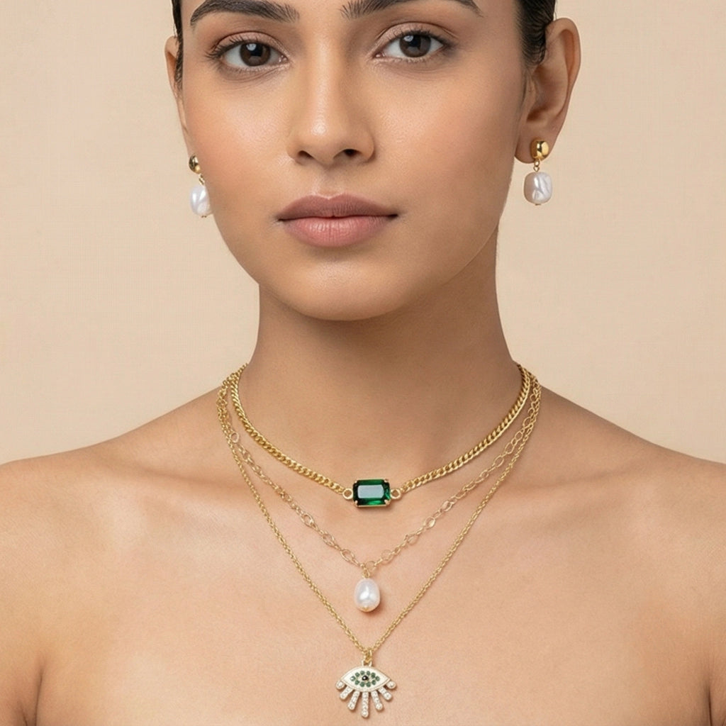 Boho Luxe Evil Eye Stacked Set with Earrings