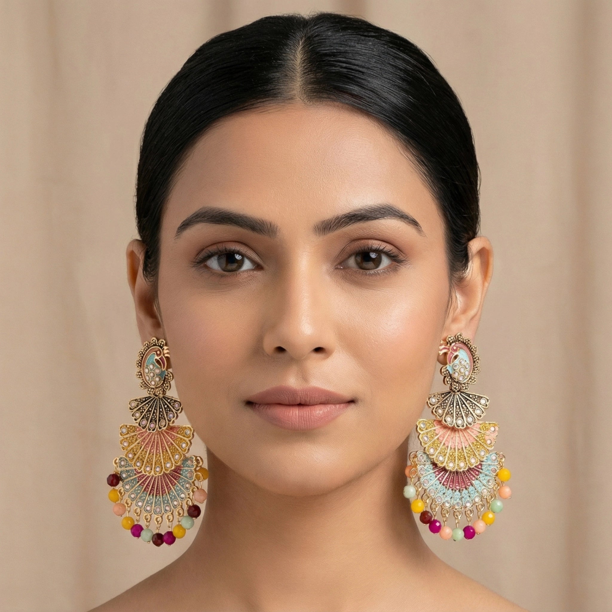 Royal Peacock Enamel Statement Danglers