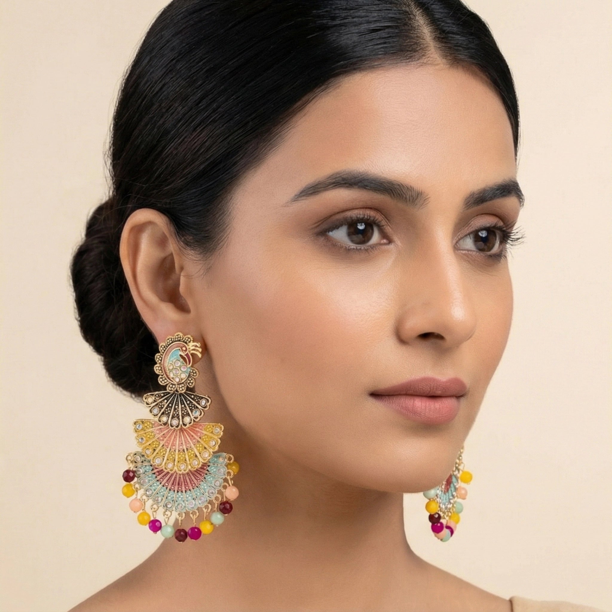 Royal Peacock Enamel Statement Danglers