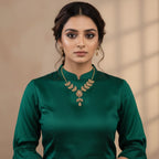 Golden Leaf & Crystal Drop Statement Set