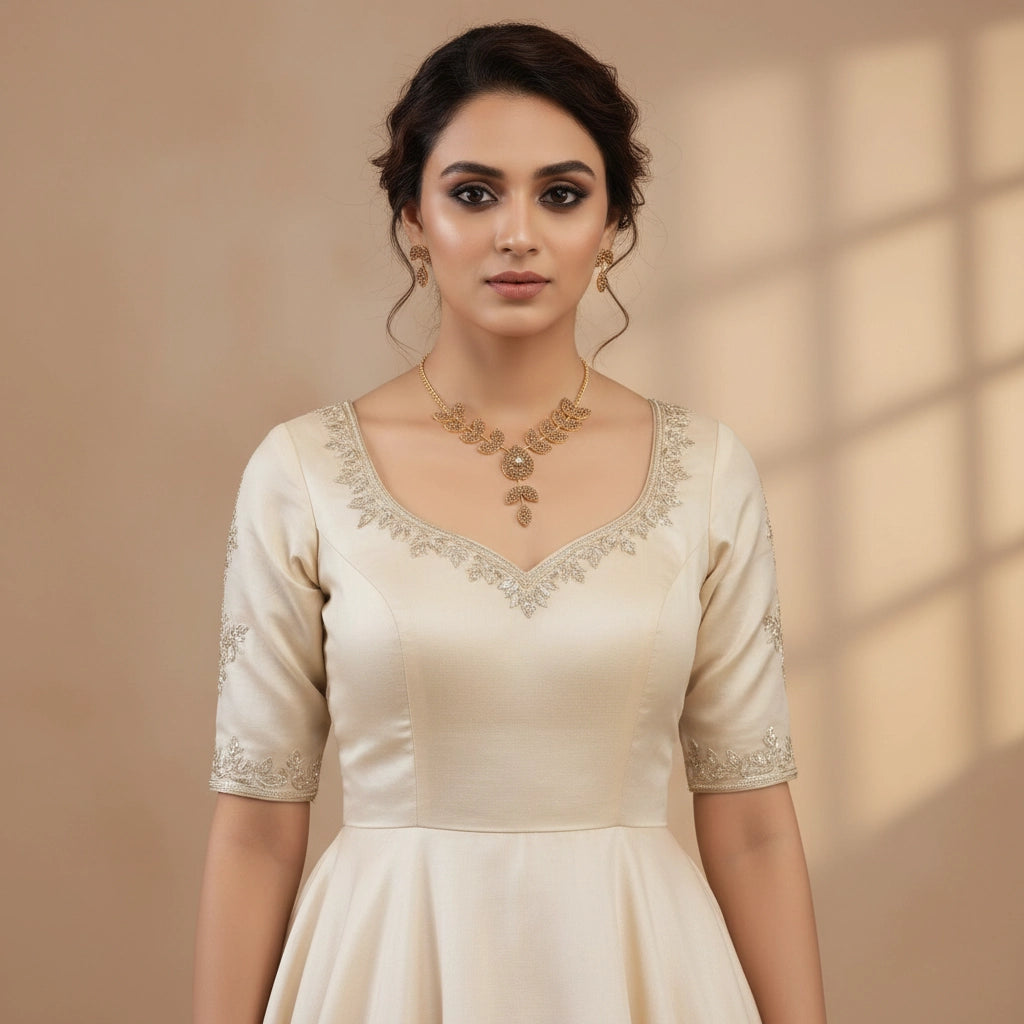 Golden Leaf & Crystal Drop Statement Set