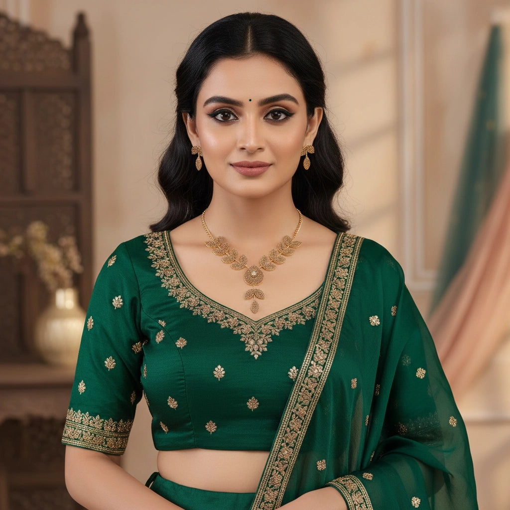 Golden Leaf & Crystal Drop Statement Set