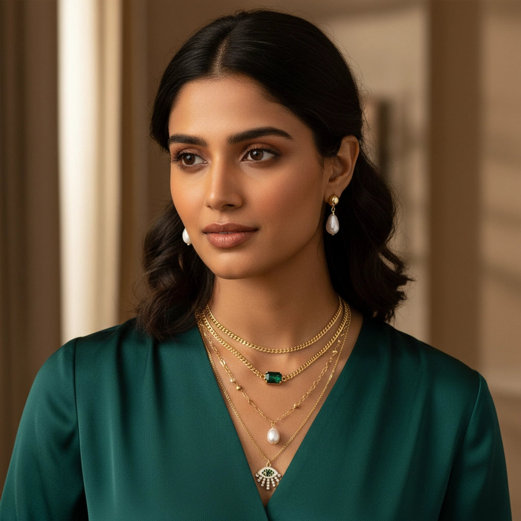 Boho Luxe Evil Eye Stacked Set with Earrings