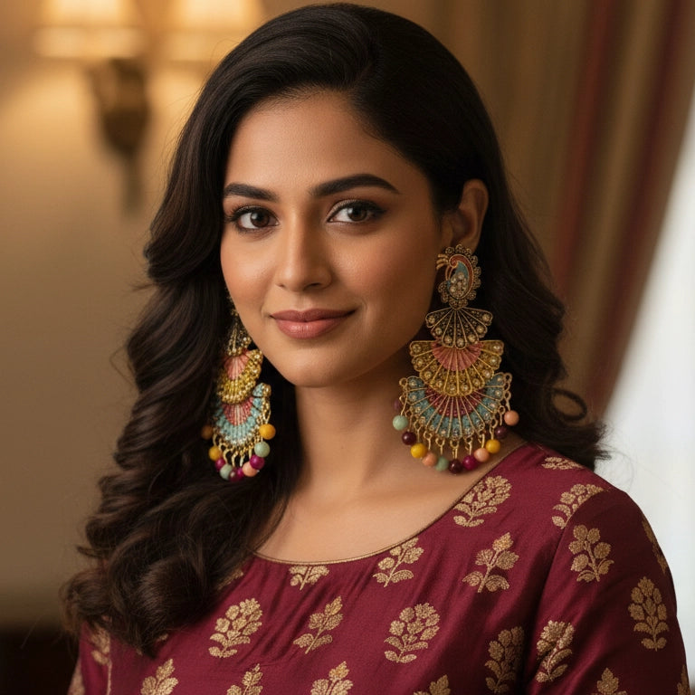 Royal Peacock Enamel Statement Danglers